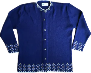 80s Jersild USA Navy Ski Cardigan          XL