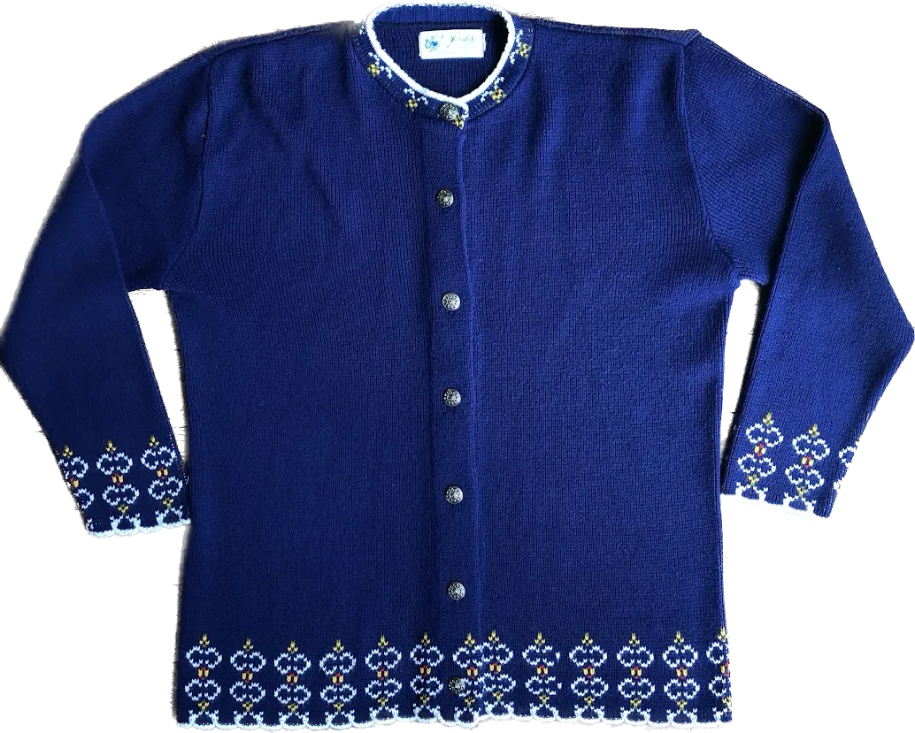 80s Jersild USA Navy Ski Cardigan          XL