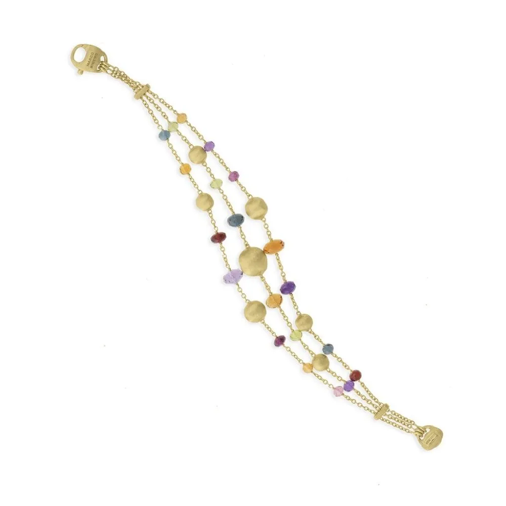 Africa Three Strand Mixed Gemstone Bracelet - Gold - BB2266-MIX02 -Y