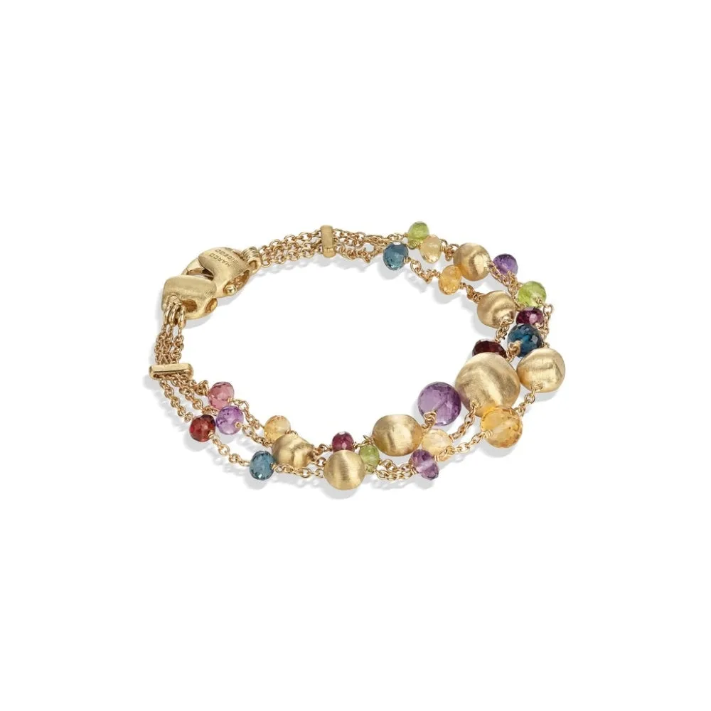 Africa Three Strand Mixed Gemstone Bracelet - Gold - BB2266-MIX02 -Y