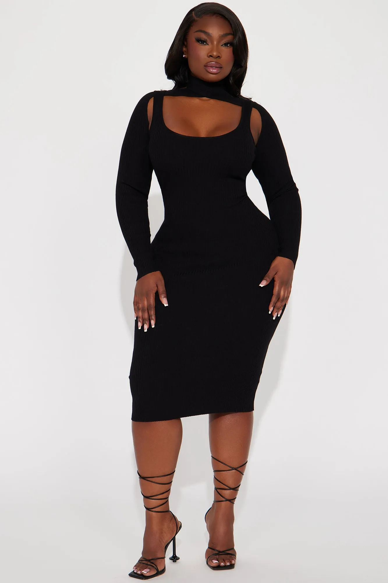 Alex Sweater Midi Dress - Black