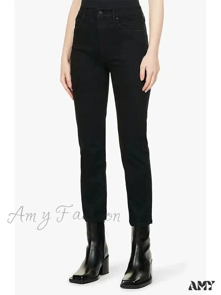 Amy Fashion - High Quality Stretch Women straight denim casual fashion ankle-length 2024 Fall Winter new Jean