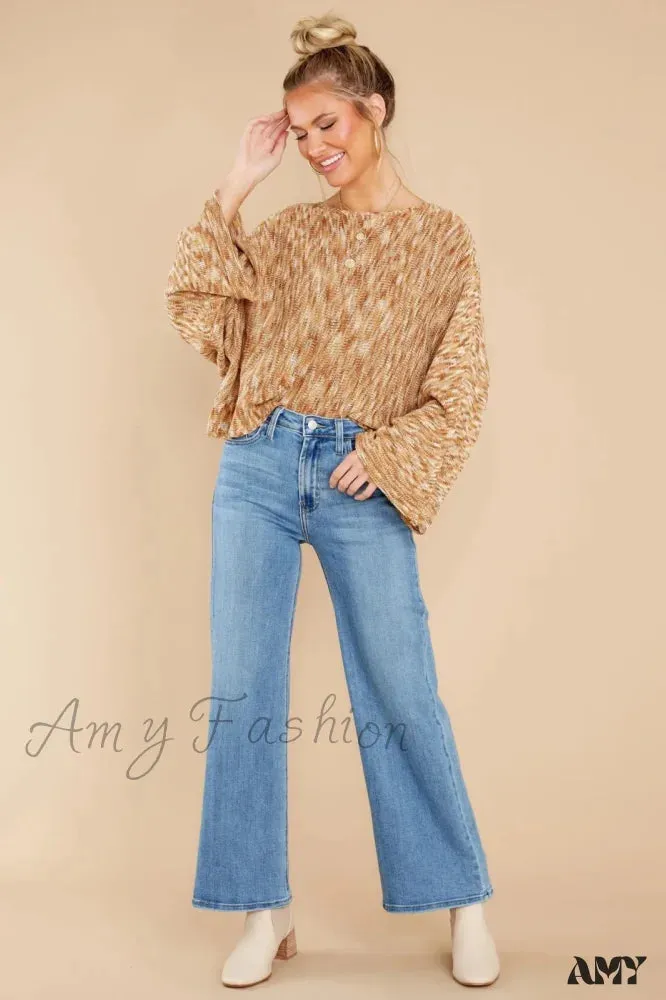 Amy Fashion - New Loose Straight Leg Casual Fashion Retro Distressed High Waist Wide Leg Cropped Denim Jean