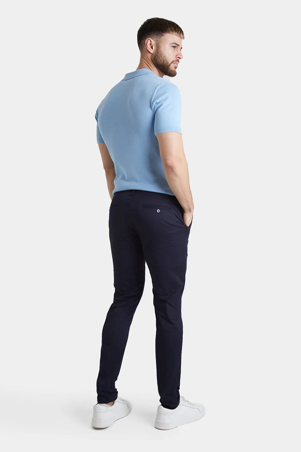 Athletic Fit Cotton Stretch Chino Pants in Navy