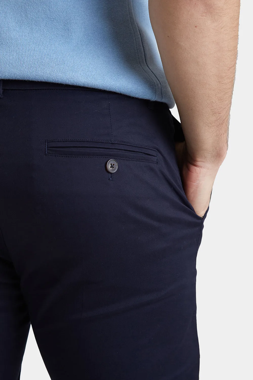 Athletic Fit Cotton Stretch Chino Pants in Navy