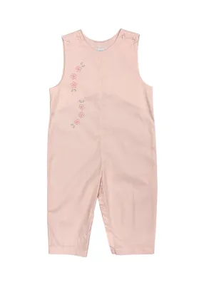 Auraluz Pink Overall with Pink Flower Embroidery