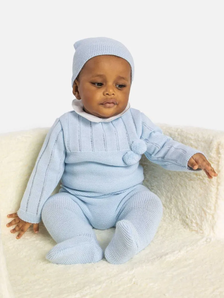 Baby Boy Hugo Collection 3-piece Knitted Set-Baby Blue
