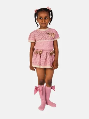 Baby Girl Rachel Collection 2-piece Spanish Knitted Set-Dusty Pink