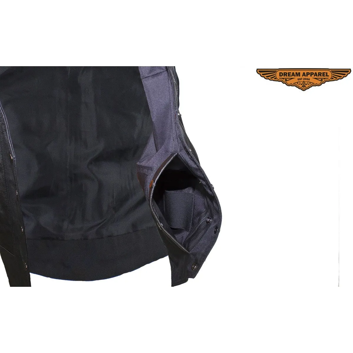 Black Gun Pocket Vest With Small Studded Pink Butterfly
