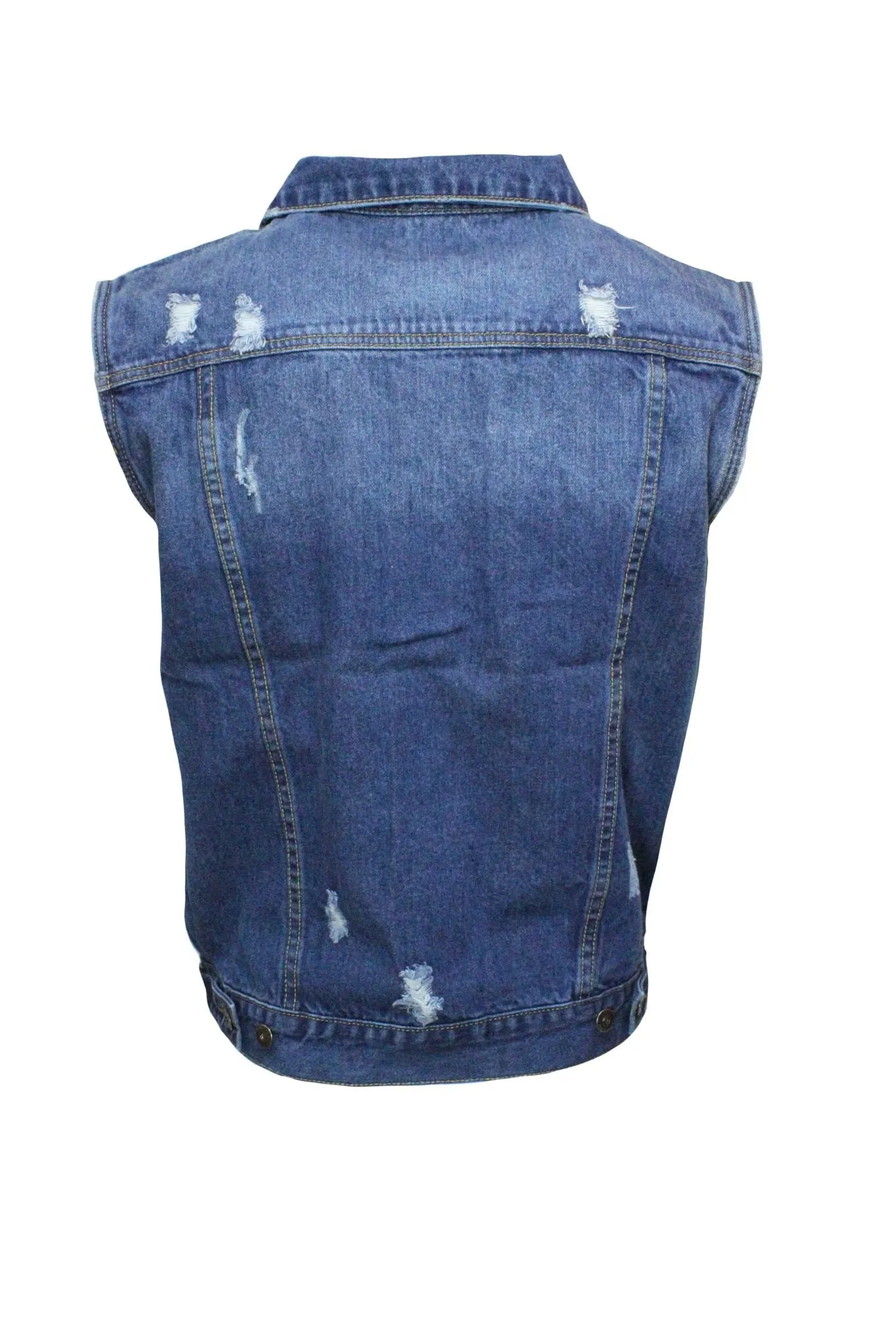 Blue Distressed Denim Battle Vest