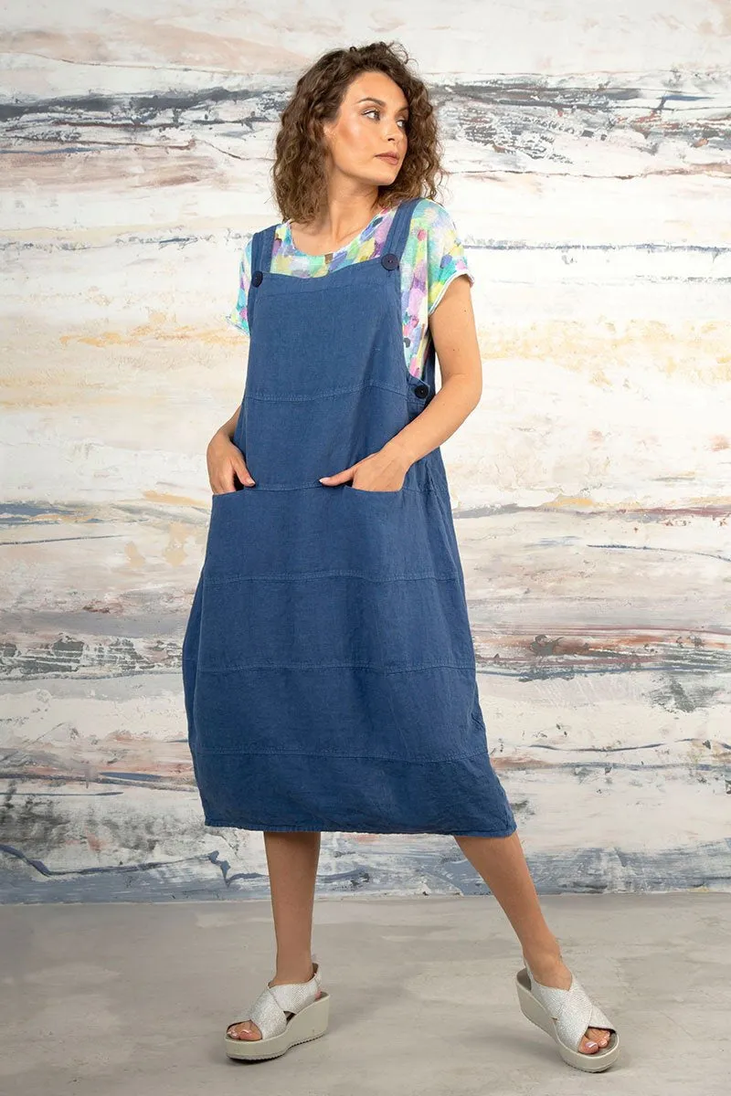 Blue Linen 91274 Overall Dress