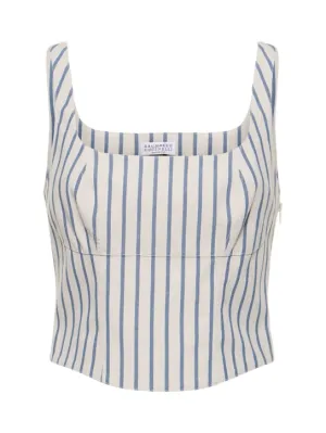 Brunello Cucinelli   Striped cotton poplin tank top 