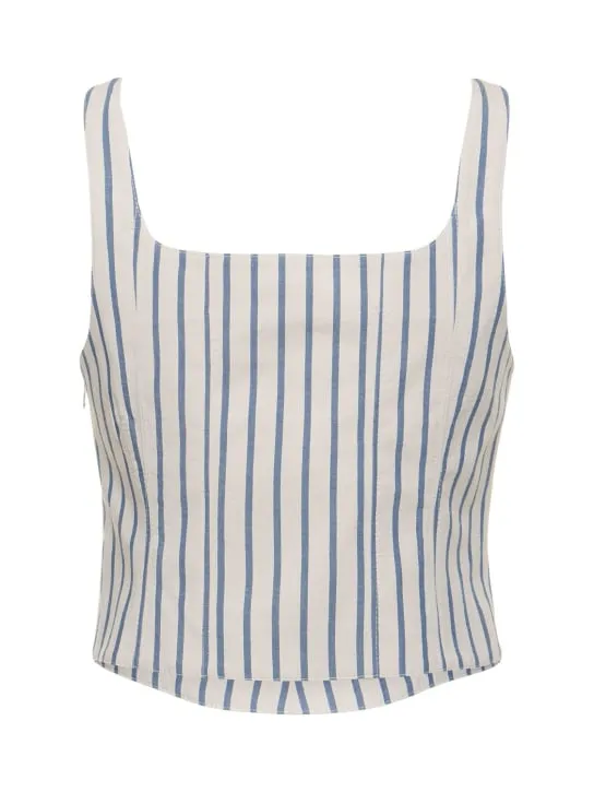 Brunello Cucinelli   Striped cotton poplin tank top 