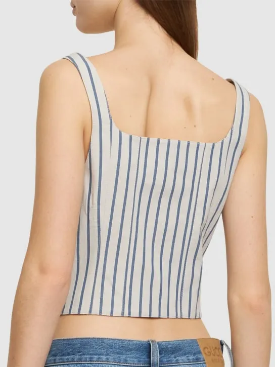 Brunello Cucinelli   Striped cotton poplin tank top 