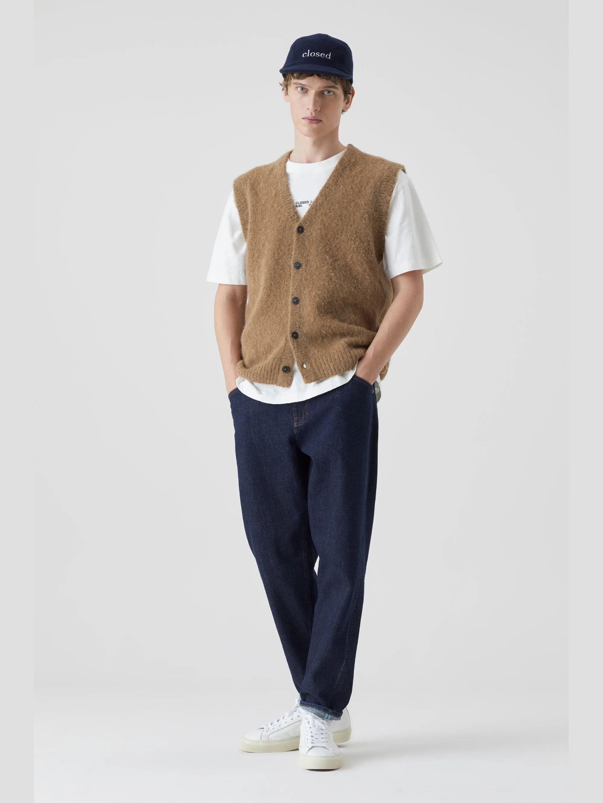 Cardigan con Scollo a V in Alpaca Alder Wood