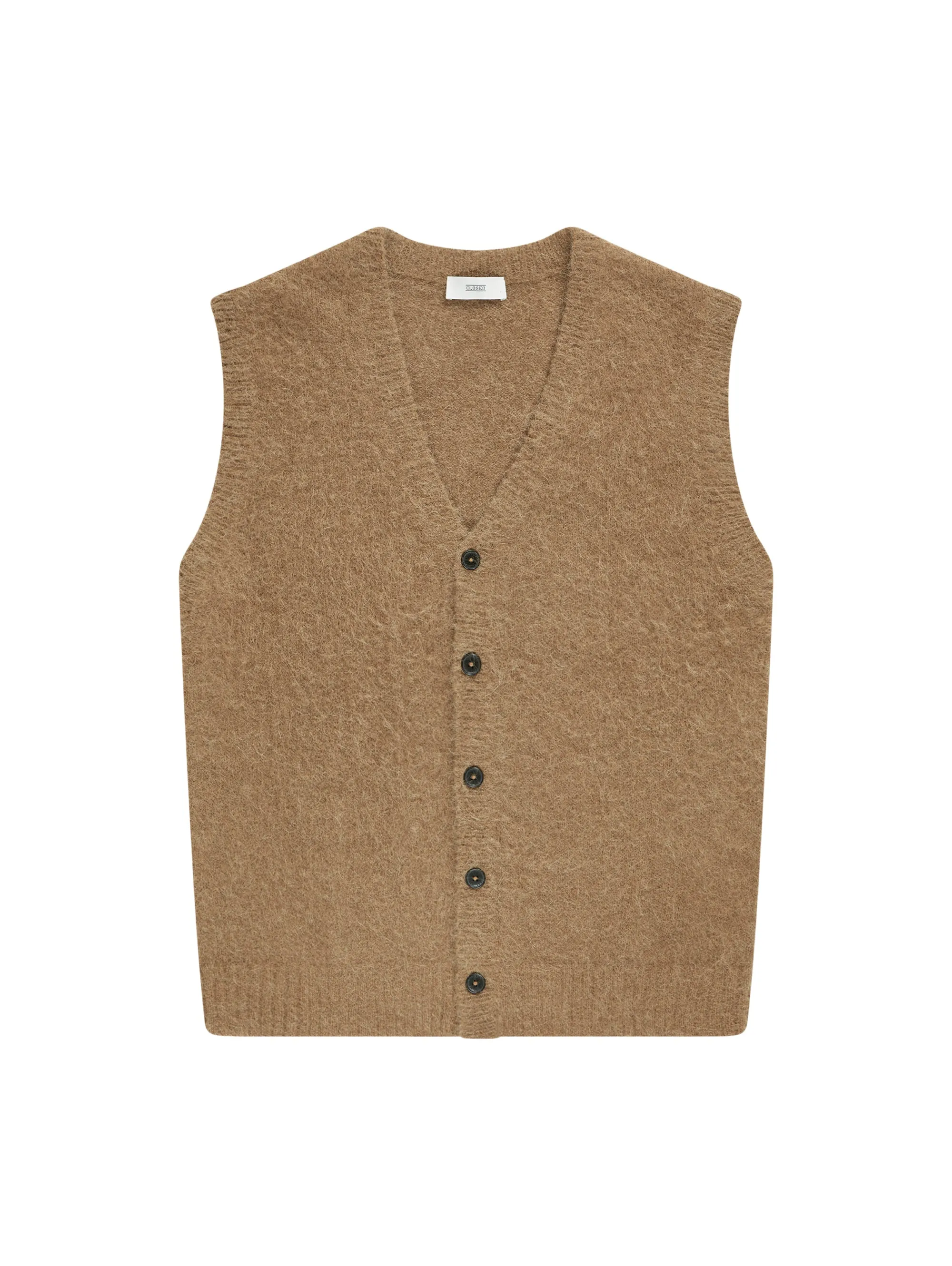 Cardigan con Scollo a V in Alpaca Alder Wood