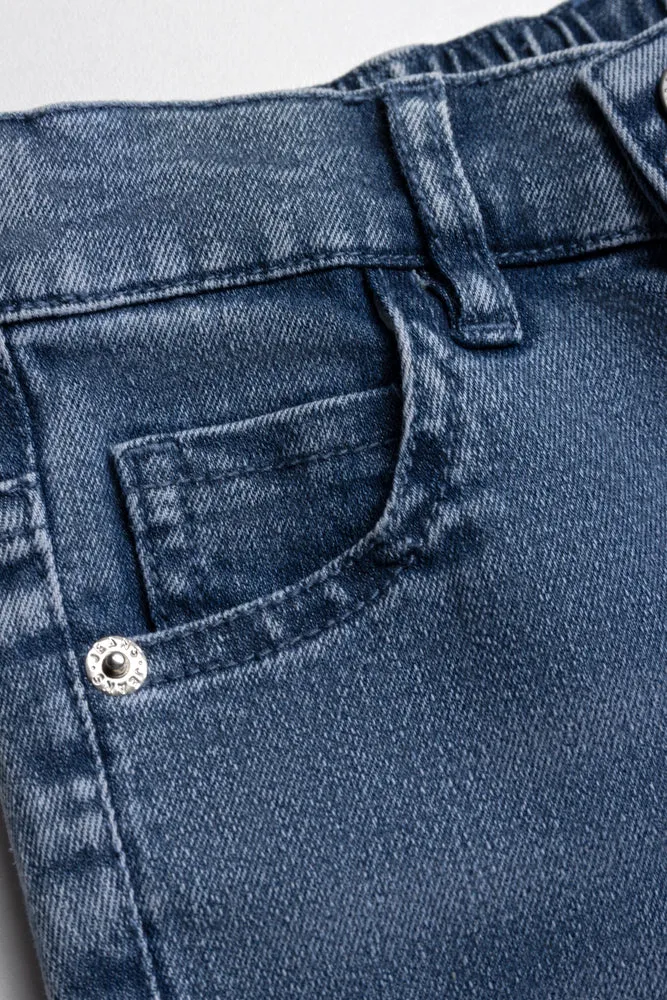 Cargo Straight Leg Denim Jeans Blue
