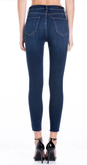 CELLO SKINNY JEANS HIGH RISE DARK WASH RAW HEM CROP