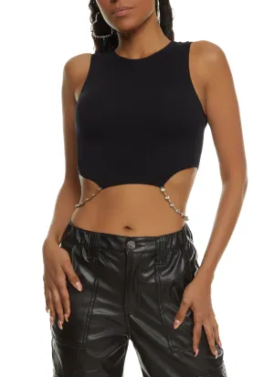 Chain Trim Cropped Tank Top