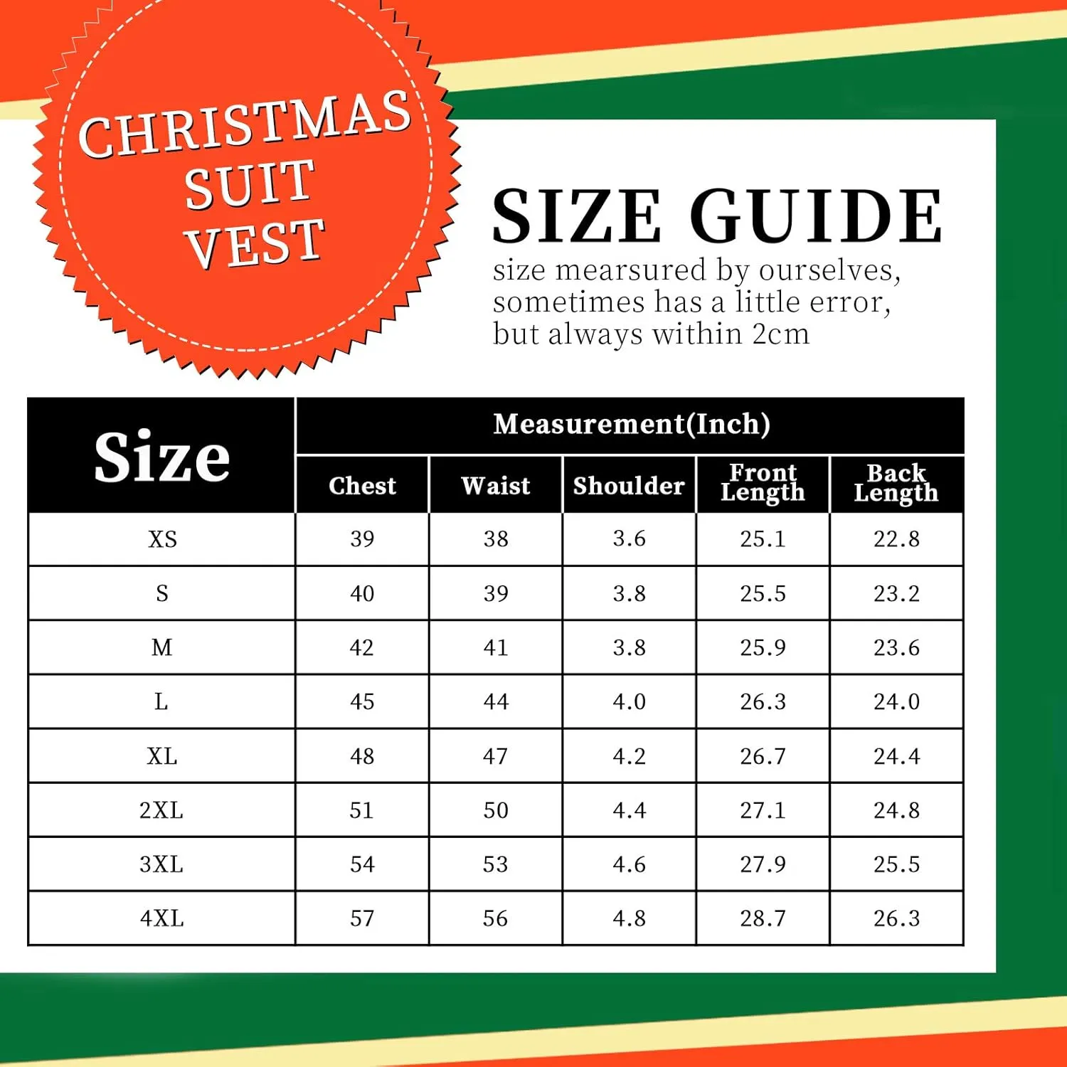 Christmas 3pc Suit Vest - RED-TREE