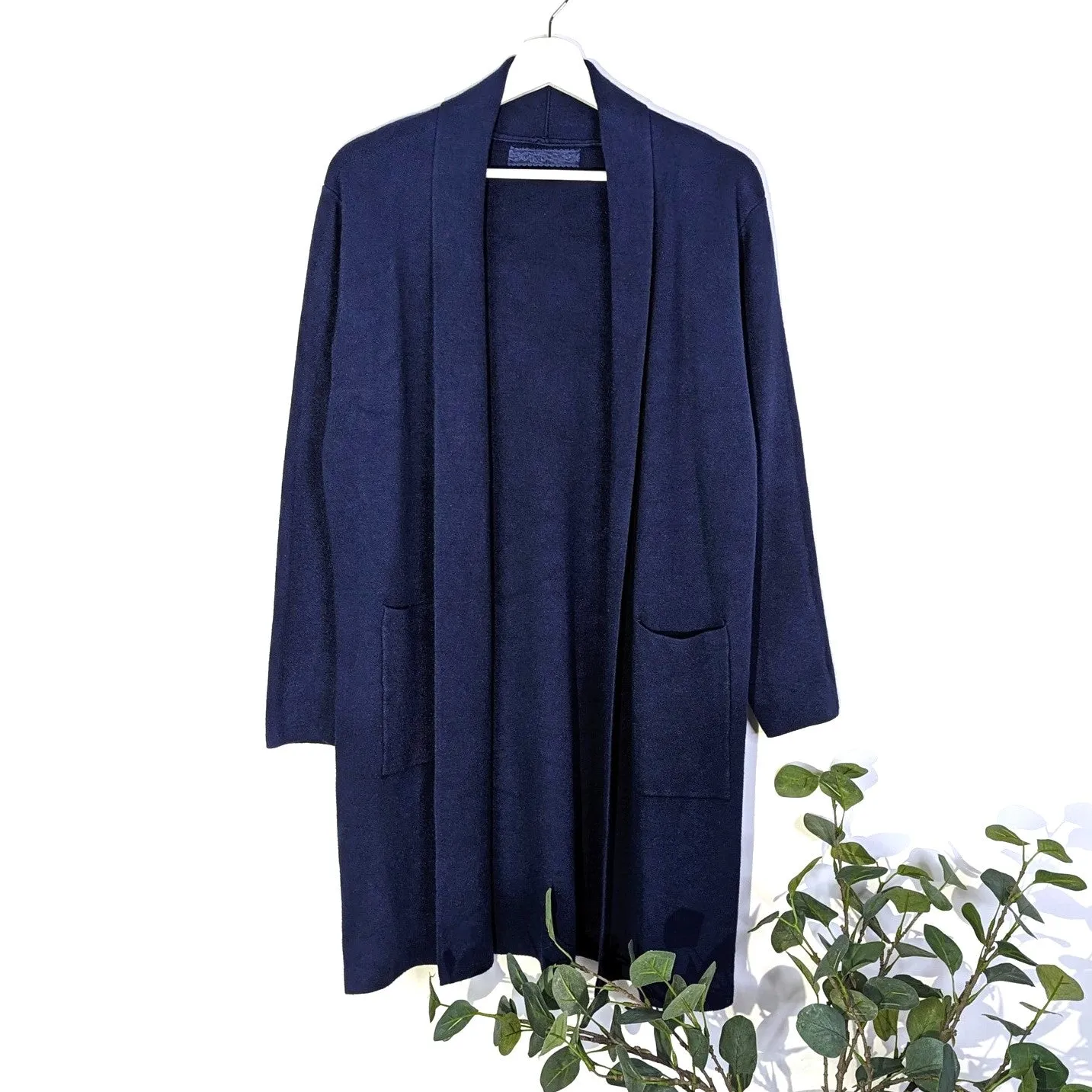 Classic plain viscose mix coatigan with pockets