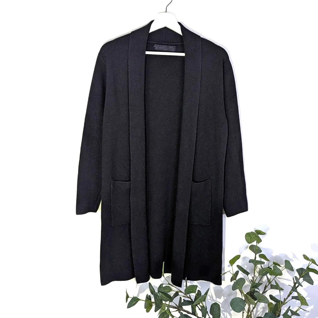 Classic plain viscose mix coatigan with pockets