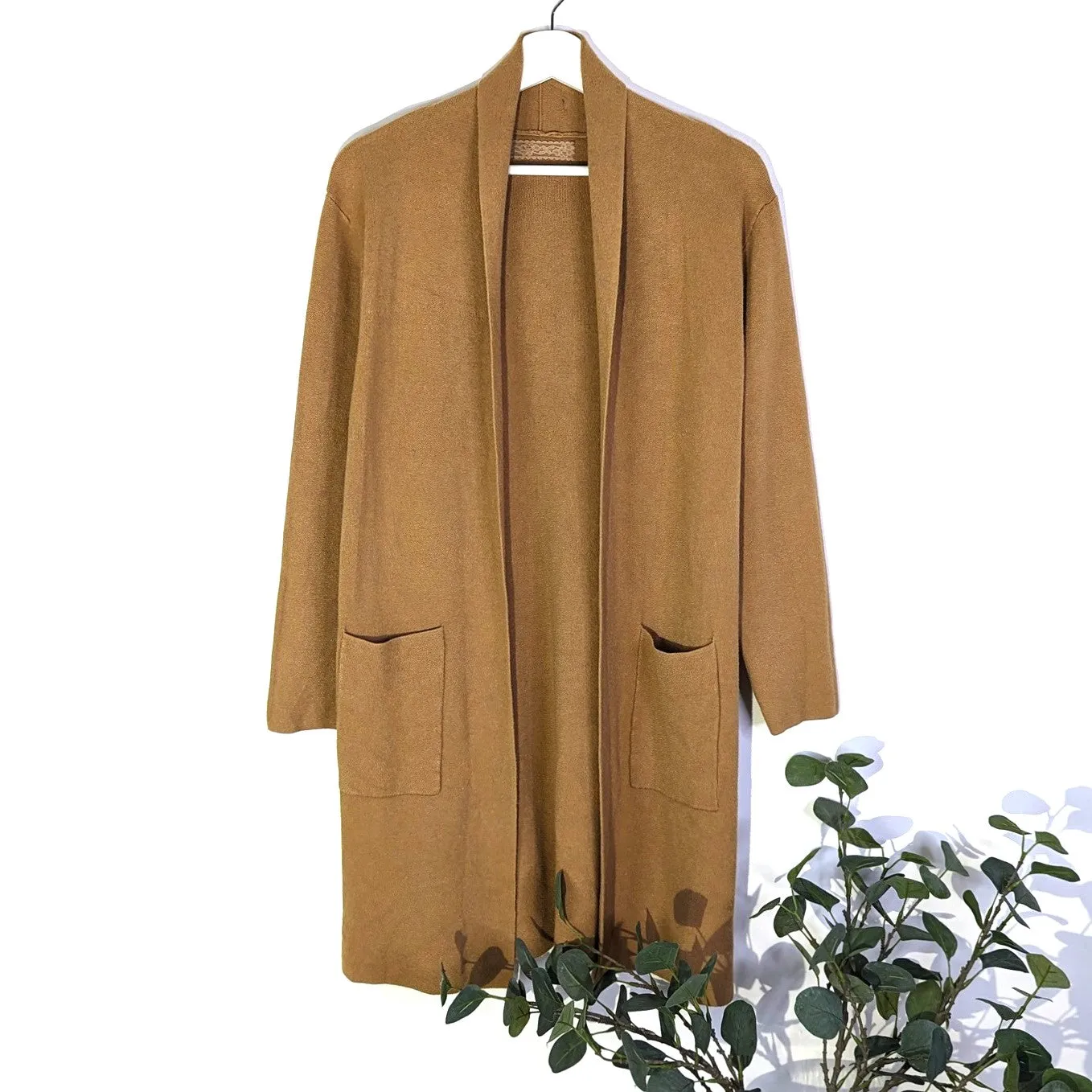 Classic plain viscose mix coatigan with pockets