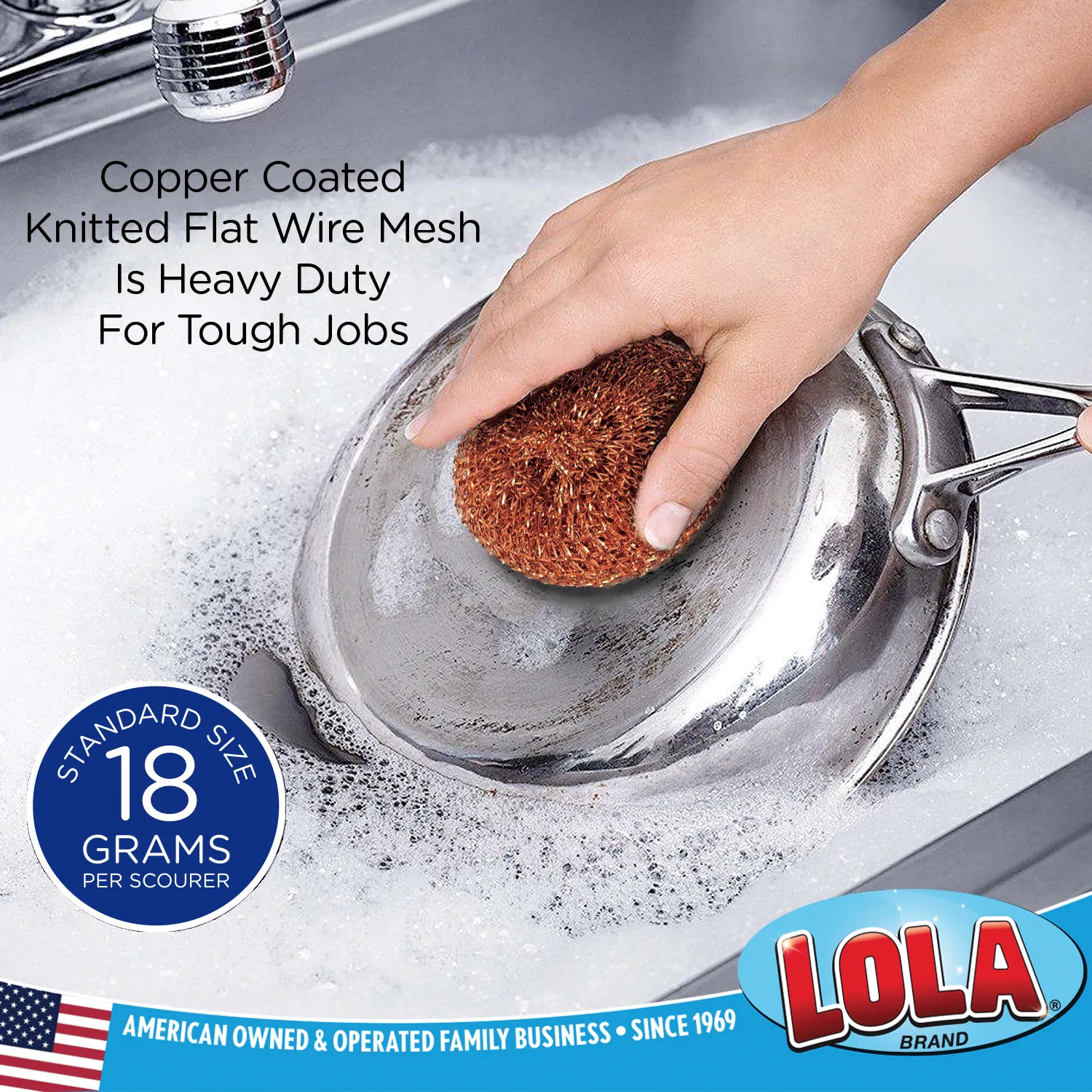 Copper Mesh Scourer - 2 pack, size 3.5" x 3.5" x 1.25", Heavy Duty
