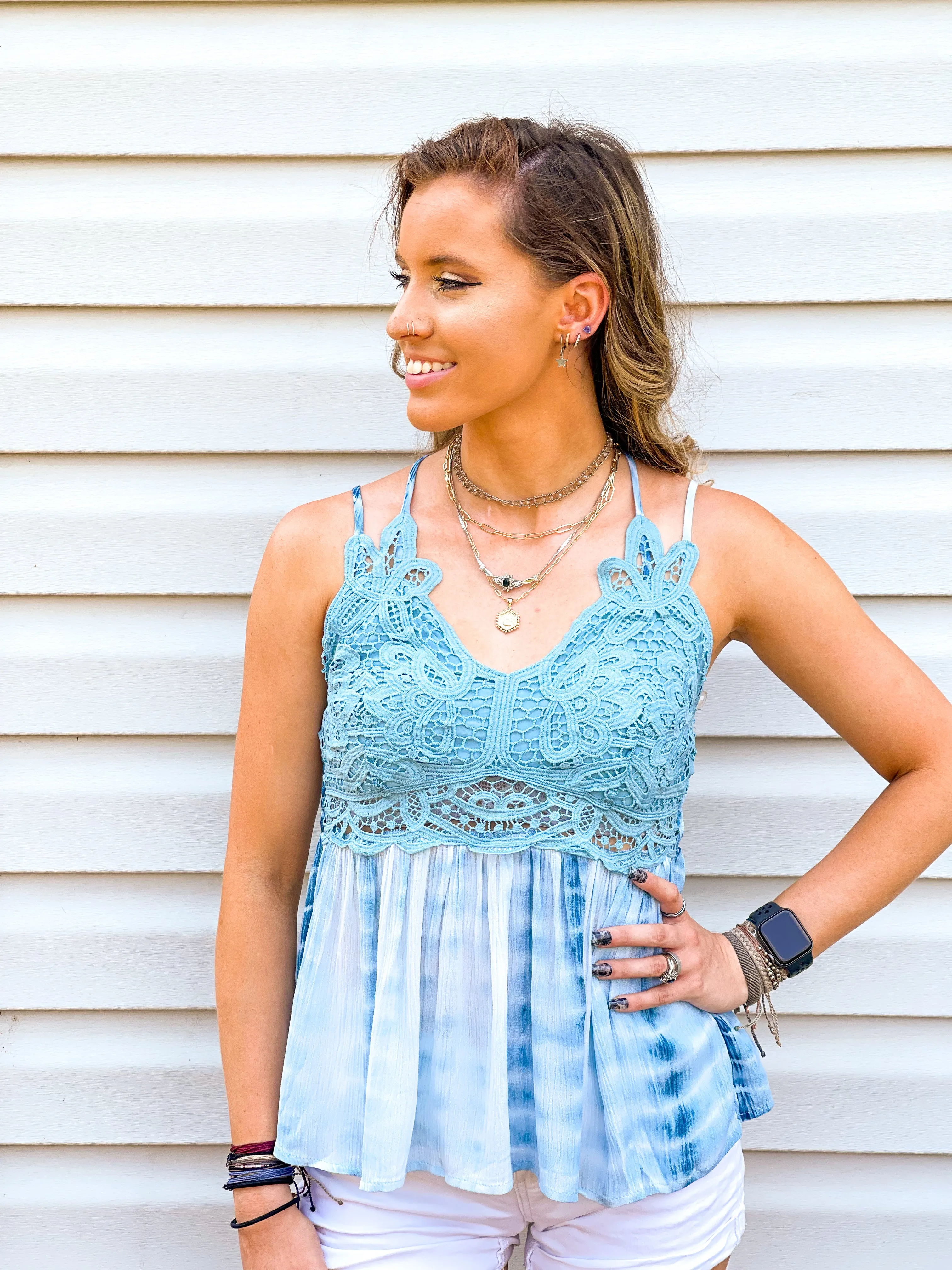 Floats My Boat Criss-Cross Back Bralette Tank