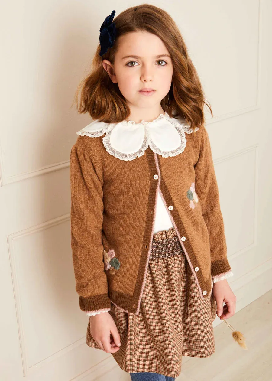 Floral Embroidered Cardigan in Caramel (4-10yrs)