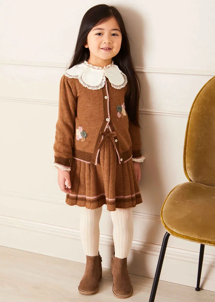 Floral Embroidered Cardigan in Caramel (4-10yrs)