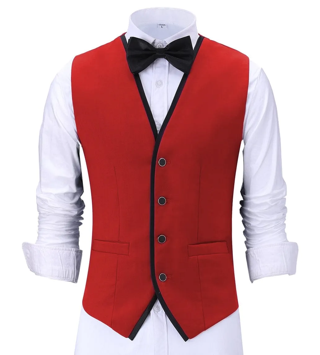 Formal Flat V Neck Waistcoat Slim Fit Suit Vest