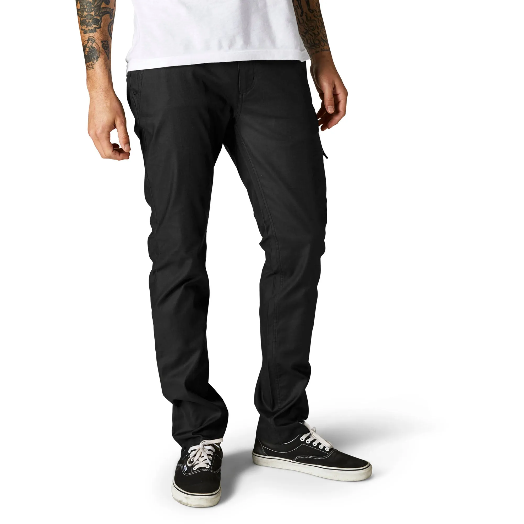 Fox Racing  Mens Black Essex Stretch Slim Pants Classic Chino Style Casual Pocket