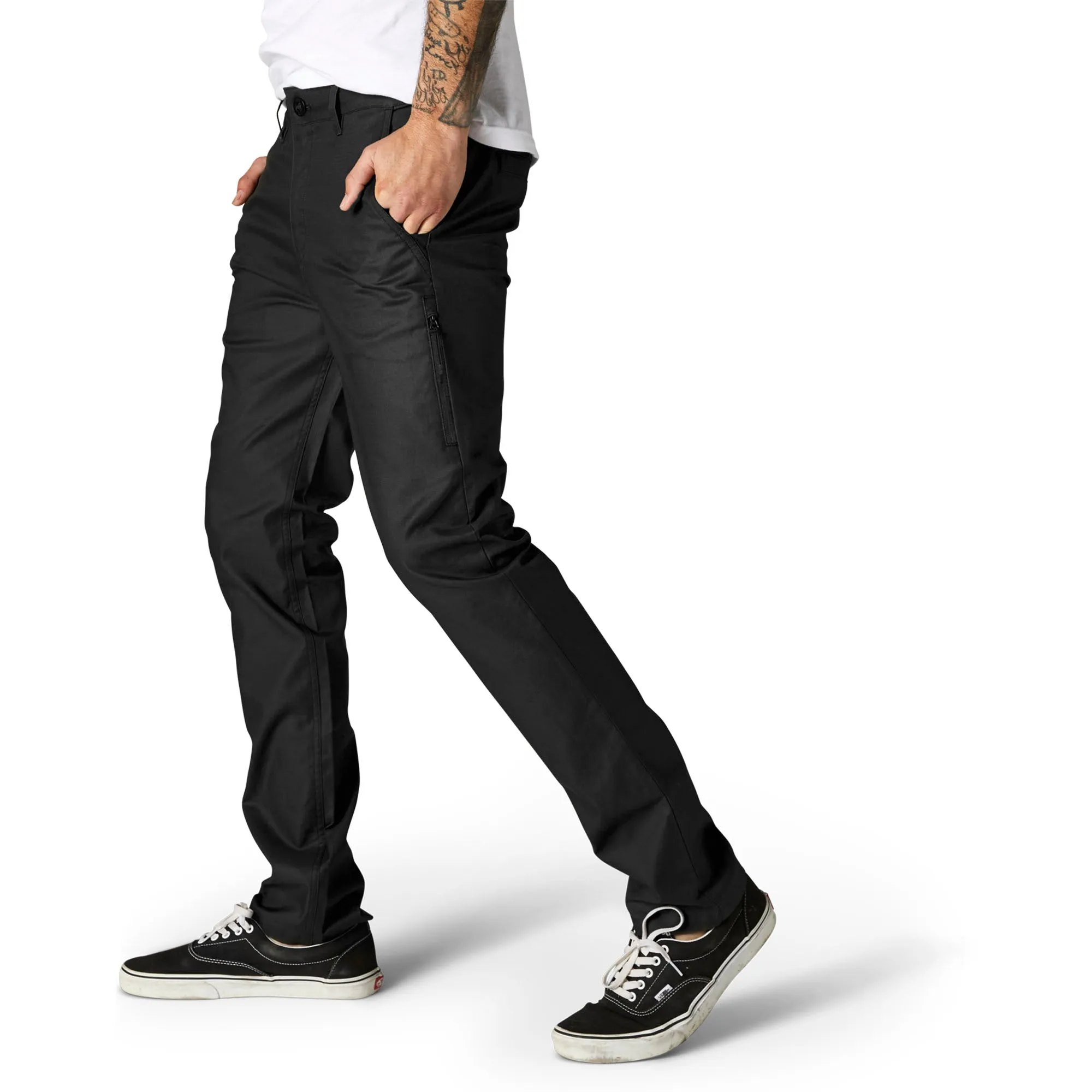 Fox Racing  Mens Black Essex Stretch Slim Pants Classic Chino Style Casual Pocket