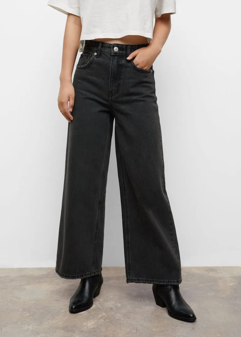 Frayed hem culotte jeans