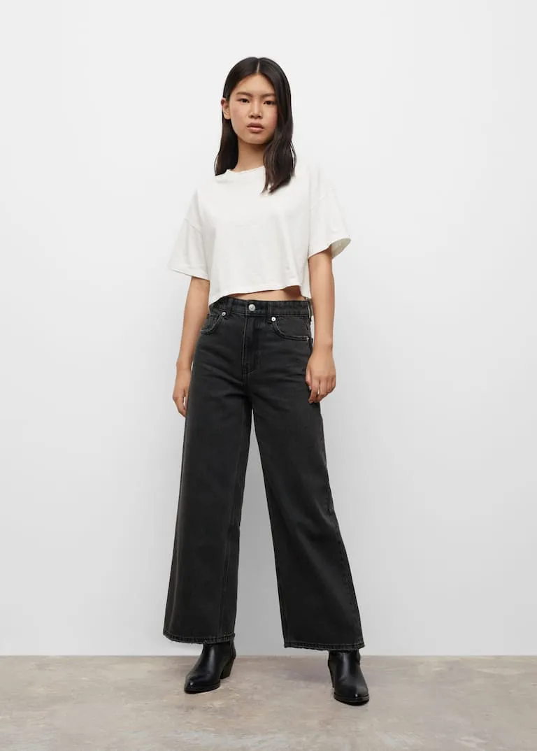 Frayed hem culotte jeans