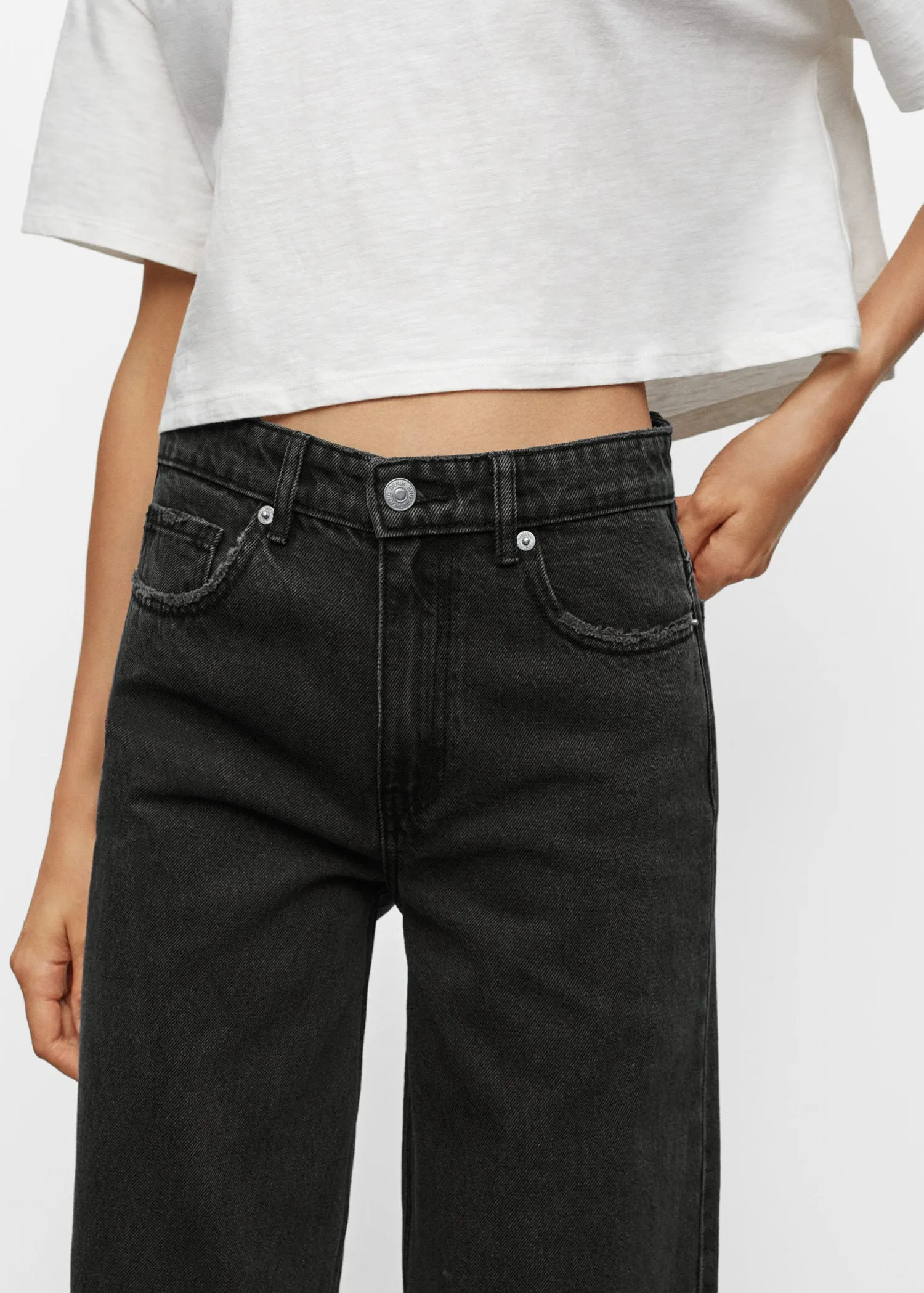 Frayed hem culotte jeans