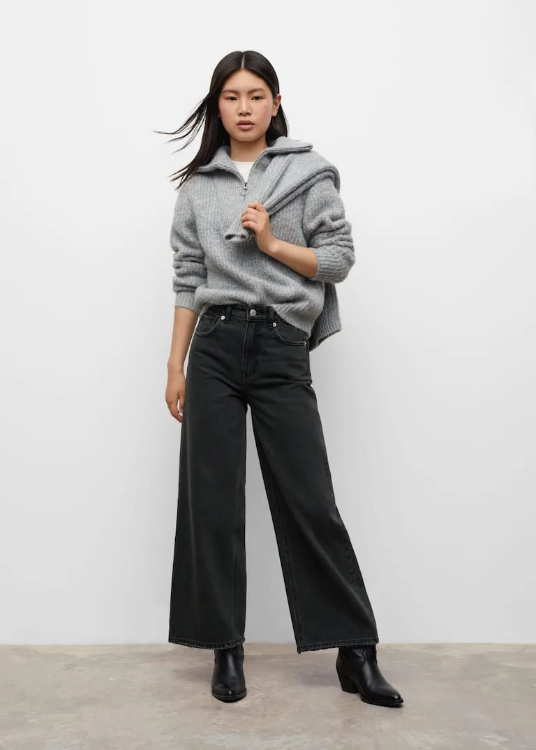 Frayed hem culotte jeans