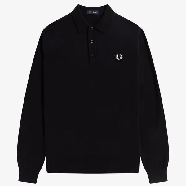 Fred Perry Classic Knitted Shirt LS - Black