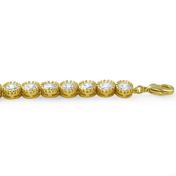 Gold Tone 13 CTW CZ Bezel Set Tennis Bracelet