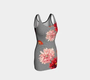 Greek Key Floral Bodycon Dress