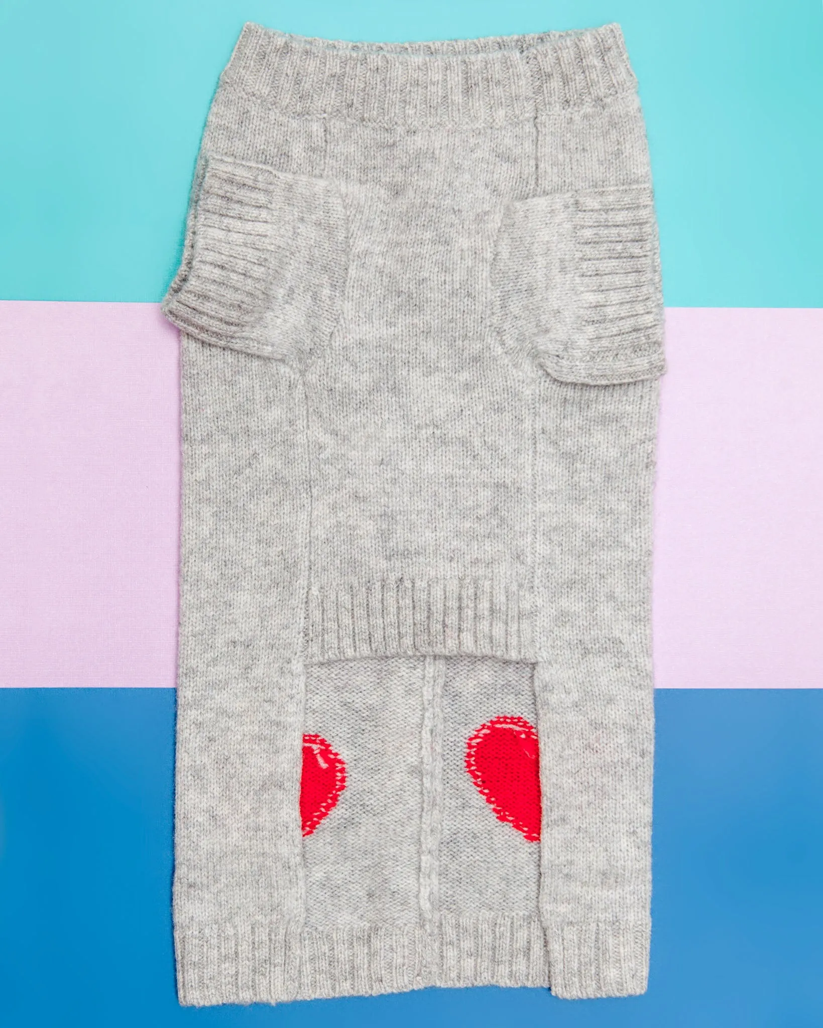 Heart Merino Wool Dog Cardigan Sweater in Grey (FINAL SALE)