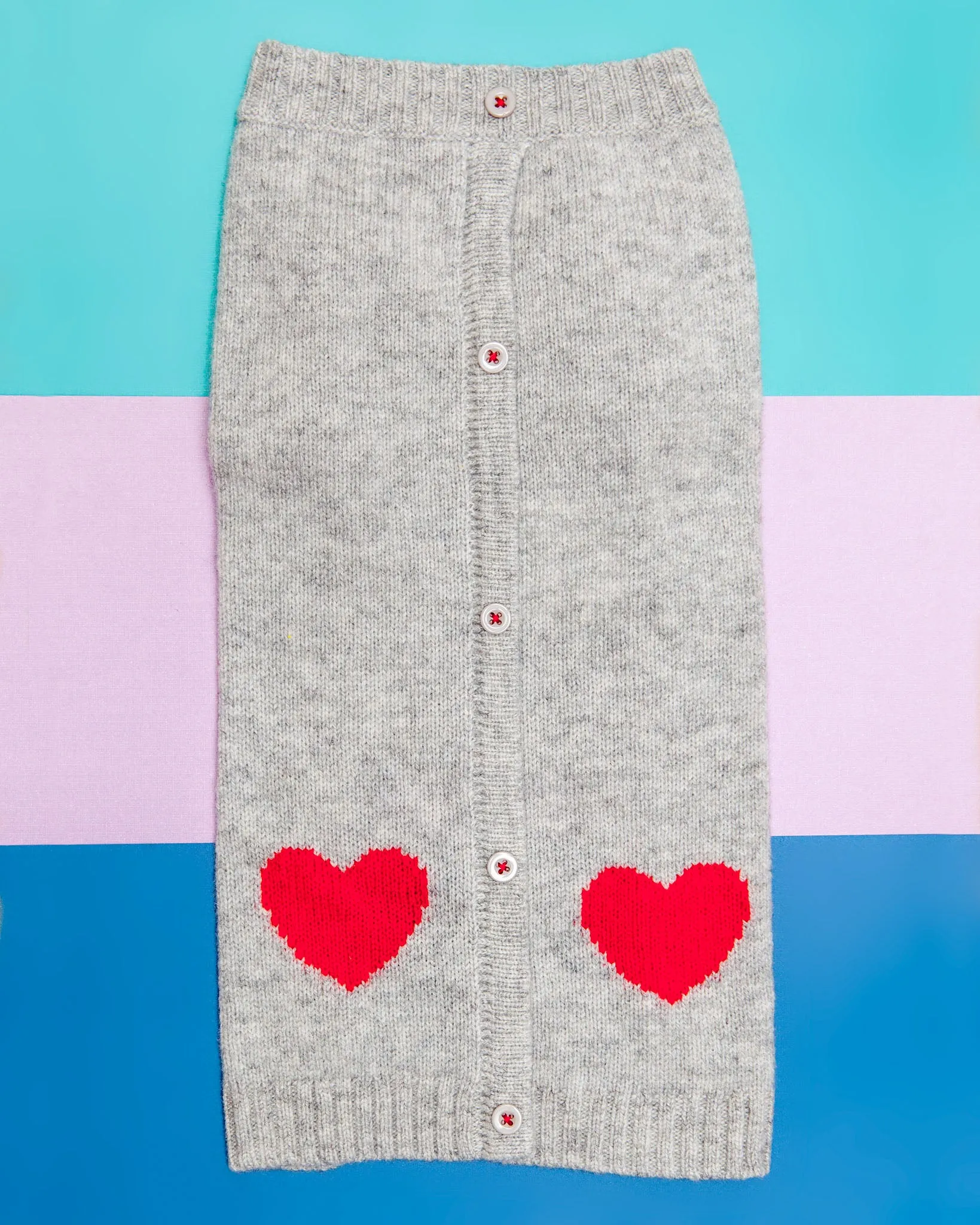Heart Merino Wool Dog Cardigan Sweater in Grey (FINAL SALE)