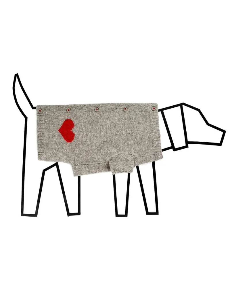 Heart Merino Wool Dog Cardigan Sweater in Grey (FINAL SALE)