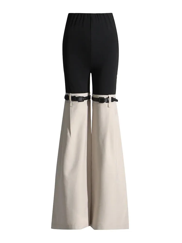 HEYFANCYSTYLE Black and Khaki Hybrid High Waist Trousers