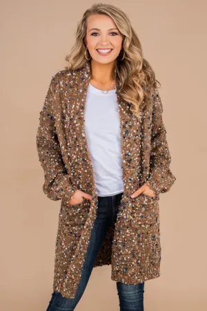 In My Sights Mocha Speckled Cardigan