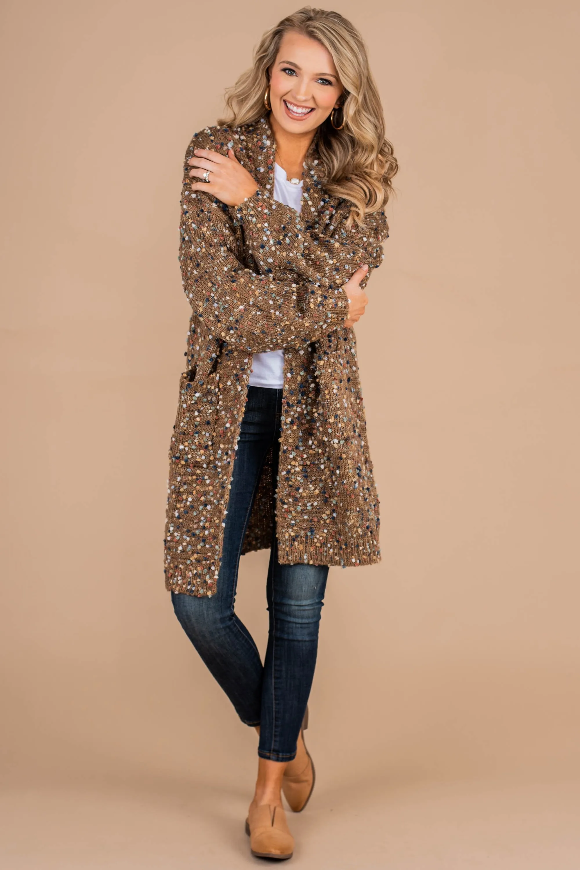 In My Sights Mocha Speckled Cardigan