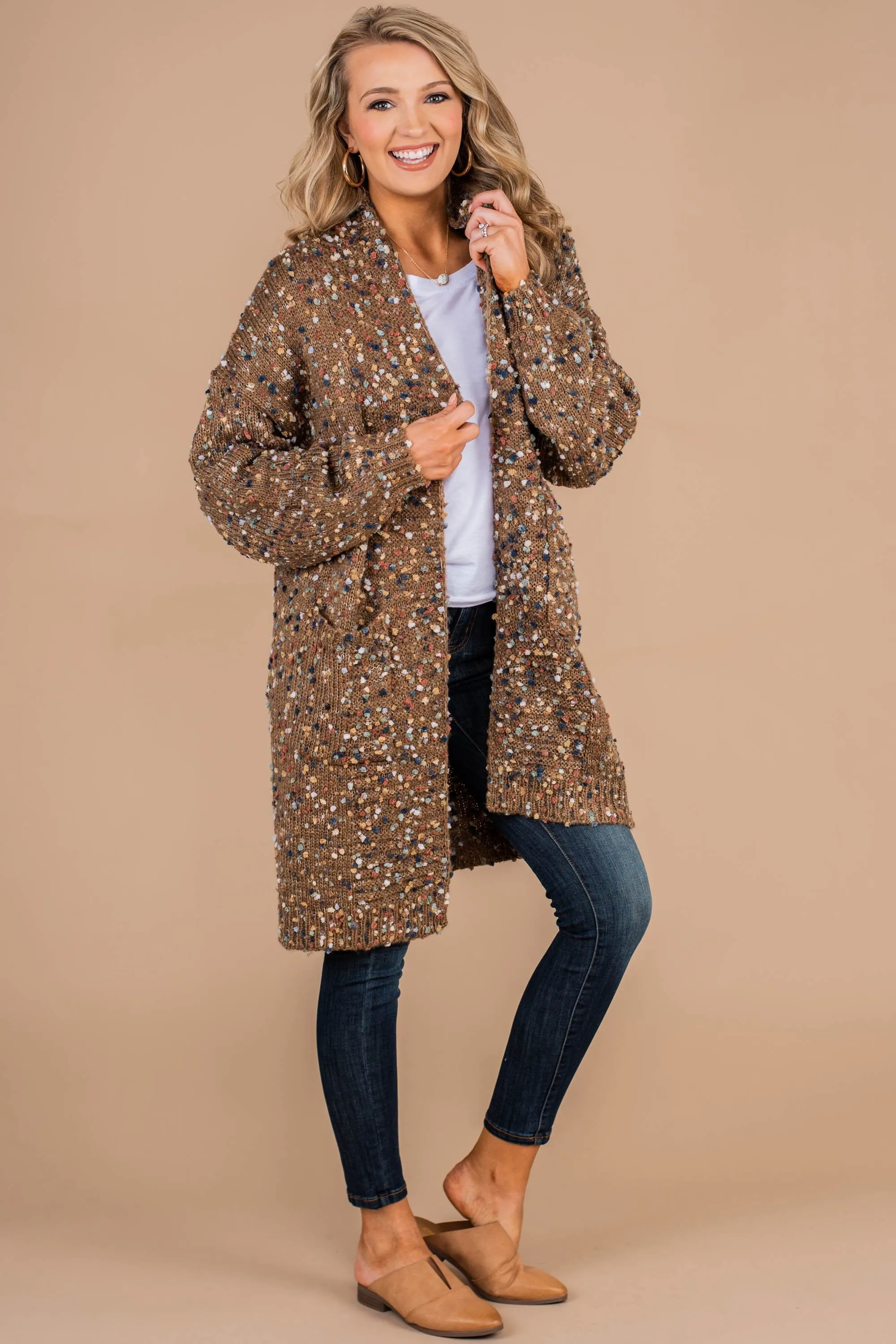 In My Sights Mocha Speckled Cardigan