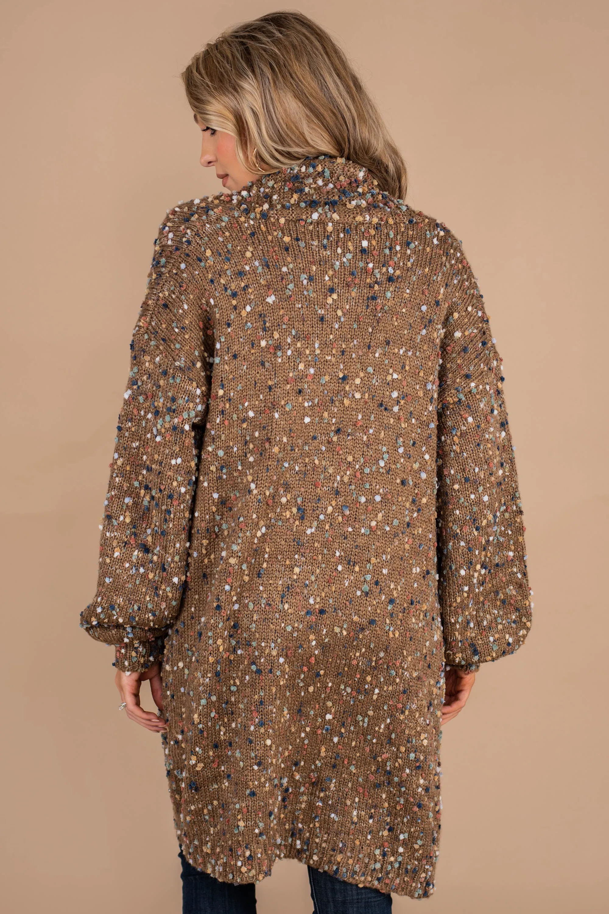 In My Sights Mocha Speckled Cardigan