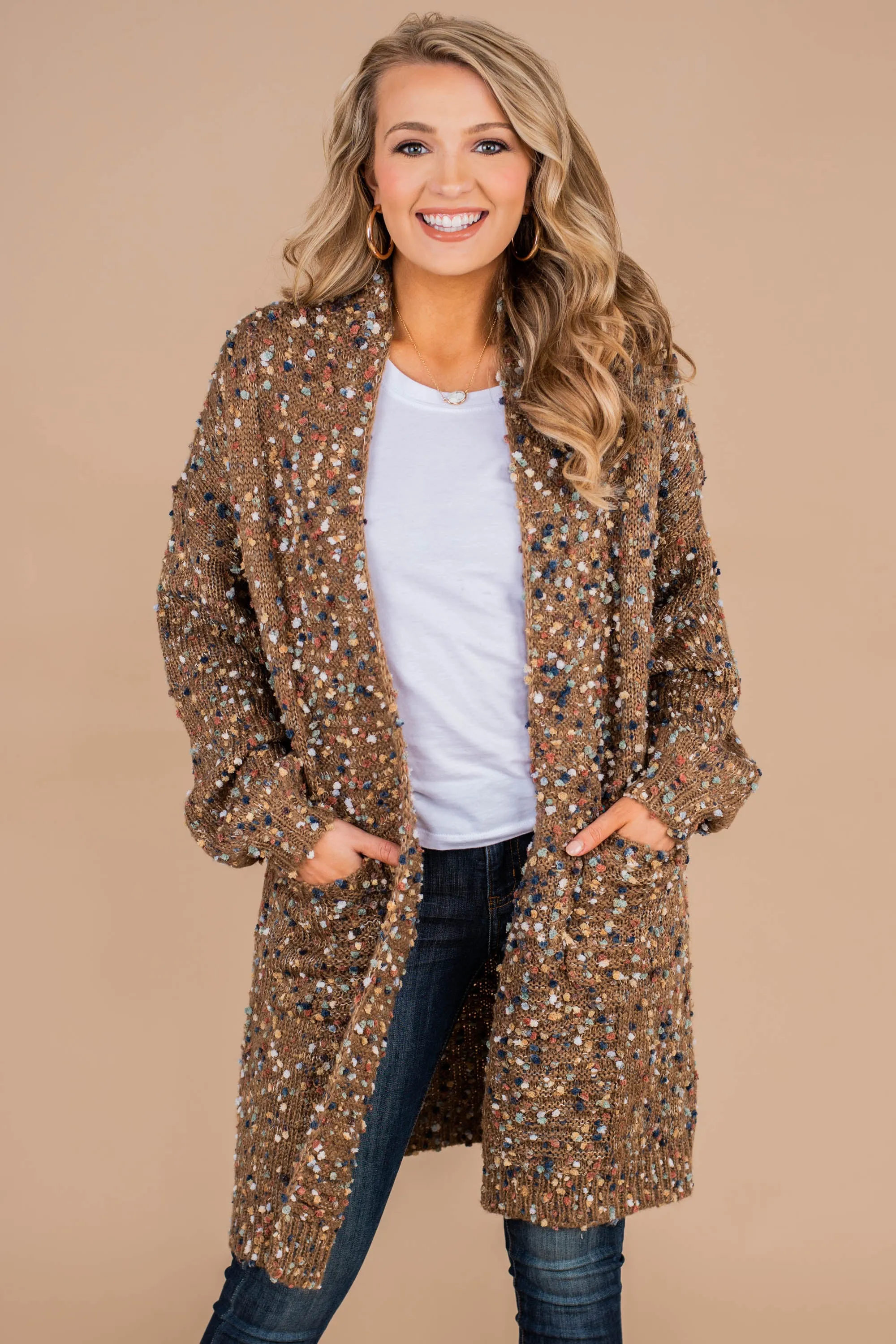 In My Sights Mocha Speckled Cardigan